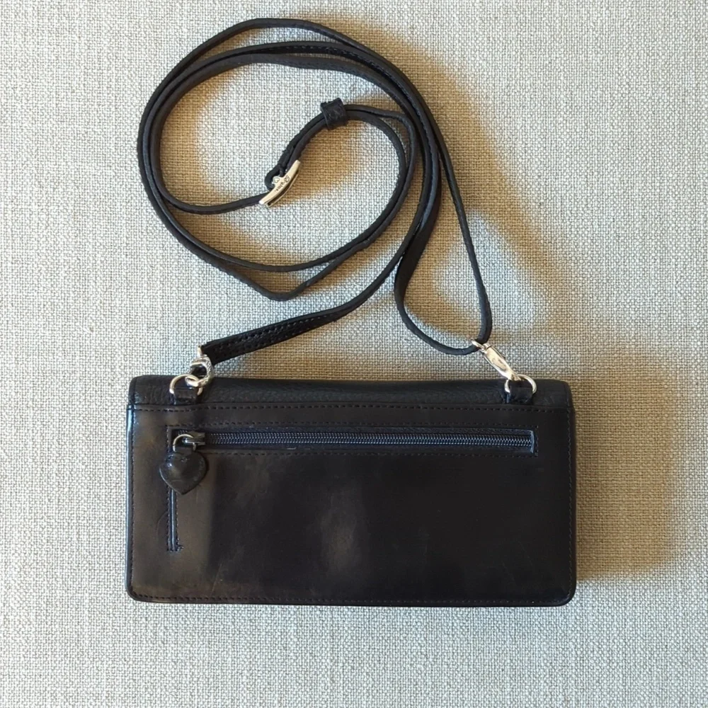 Vintage Brighton Crossbody Wallet heart motif leather - Picture 2 of 6